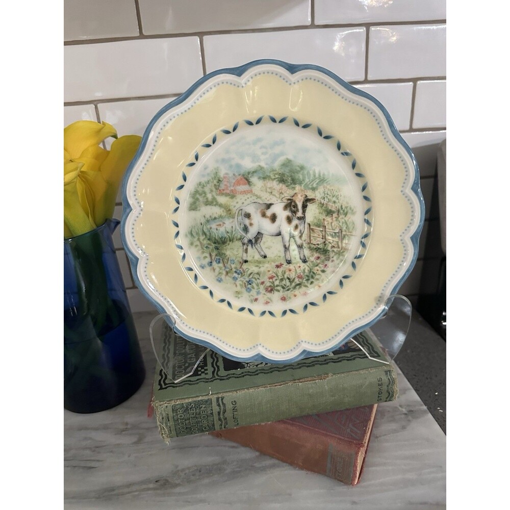 LENOX Provencal Garden Cow Calf  9 5/8" Salad Plate Luncheon Wall Kitchen Farm
